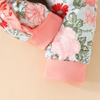 Adorable Baby Floral Flare Sleeve Jumpsuit with Hat & Headband (0-1Y)