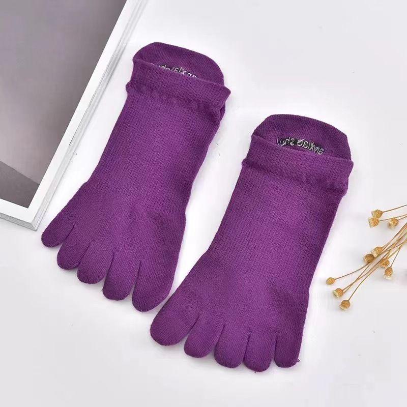 

Toe Socks Men Yoga Pilates Socks Non-Slip Socks Cotton Deodorizing Filter Sports Fitness Low Tube Toe Socks Black Socks Purple