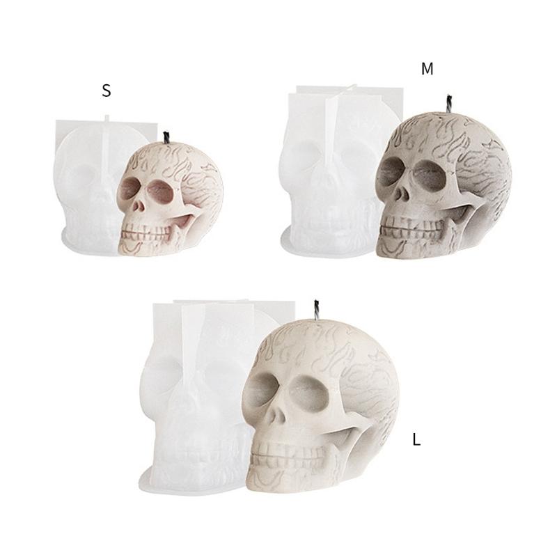 Halloween Candle Mold for Making Skull Scented Candle Mold Handmade Soap Plasters Handcrafts Resin Casting Silicone Mold