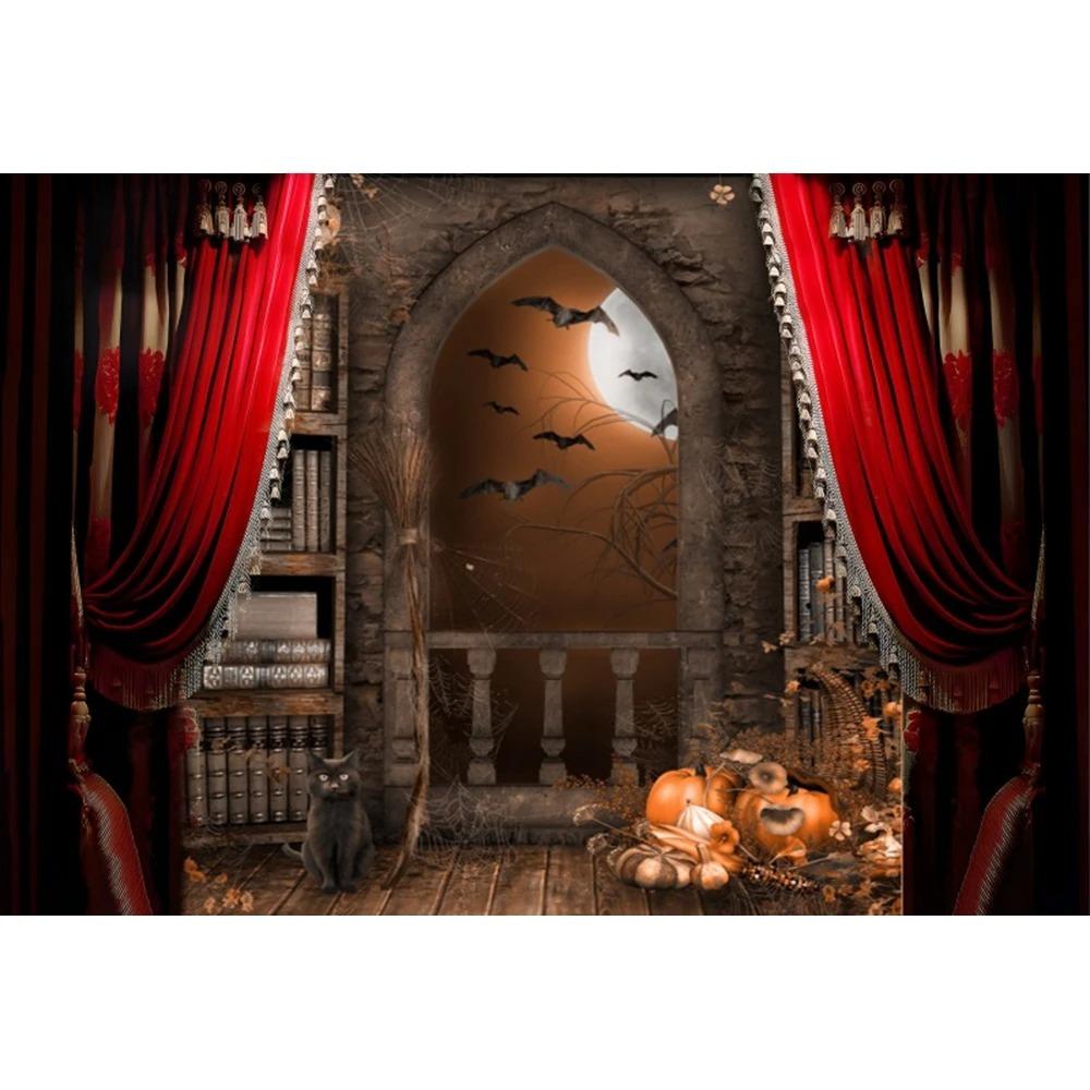 

Хеллоуїн Декоративний гобелен Червоний цирк Фотографія Фон Тканина Привид Череп Весільна вечірка Домашнє прикраса для спальні 100x75cm