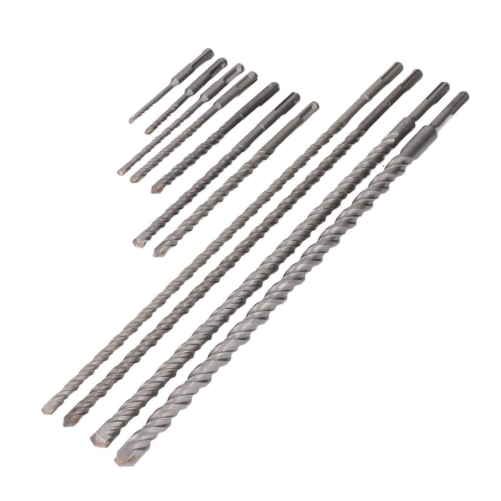 11Pcs Hammer Drill Bit Cemented Carbide High Speed Chip Removal Electric Hammer Drill Bit Set