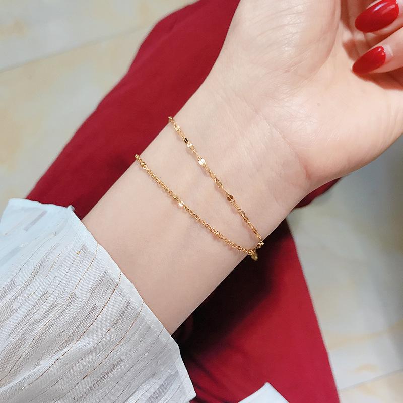 

Korean-Style 18K Rose Gold Double Layer Titanium Steel Bracelet