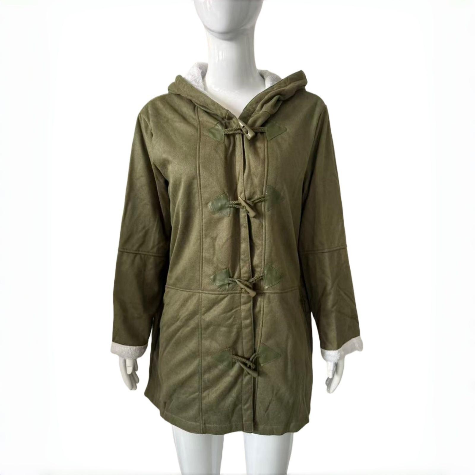 

Женский шерстяной кардиган с капюшоном в стиле Харадзюку 2023 года — средняя длина, однотонный цвет, повседневный дизайн с пуговицами. 5XL