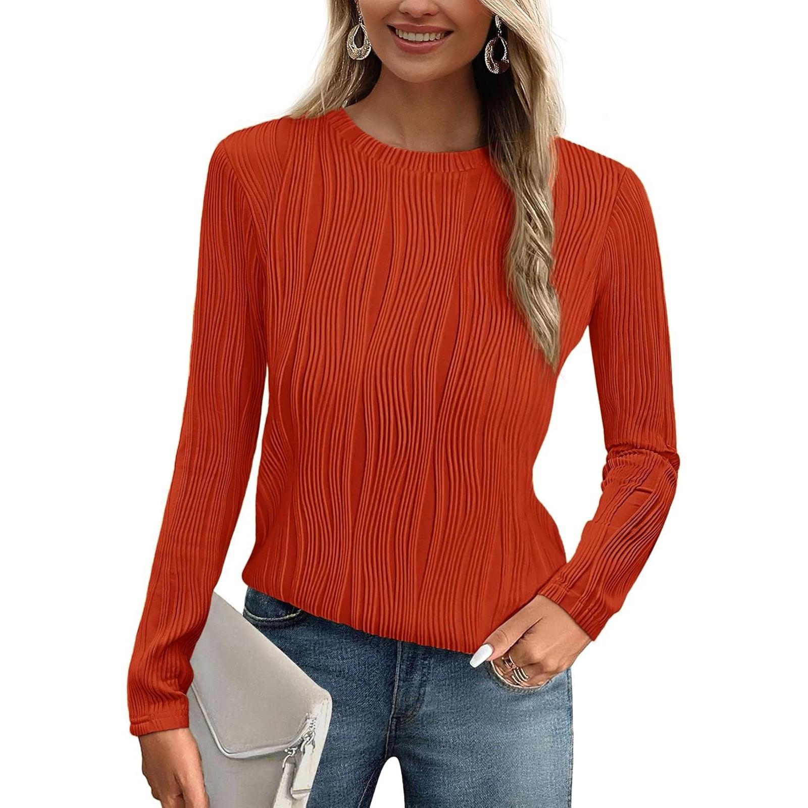 Женская модная круглая шея с длинным рукавом футболка цветная фактурная нижняя часть топ M