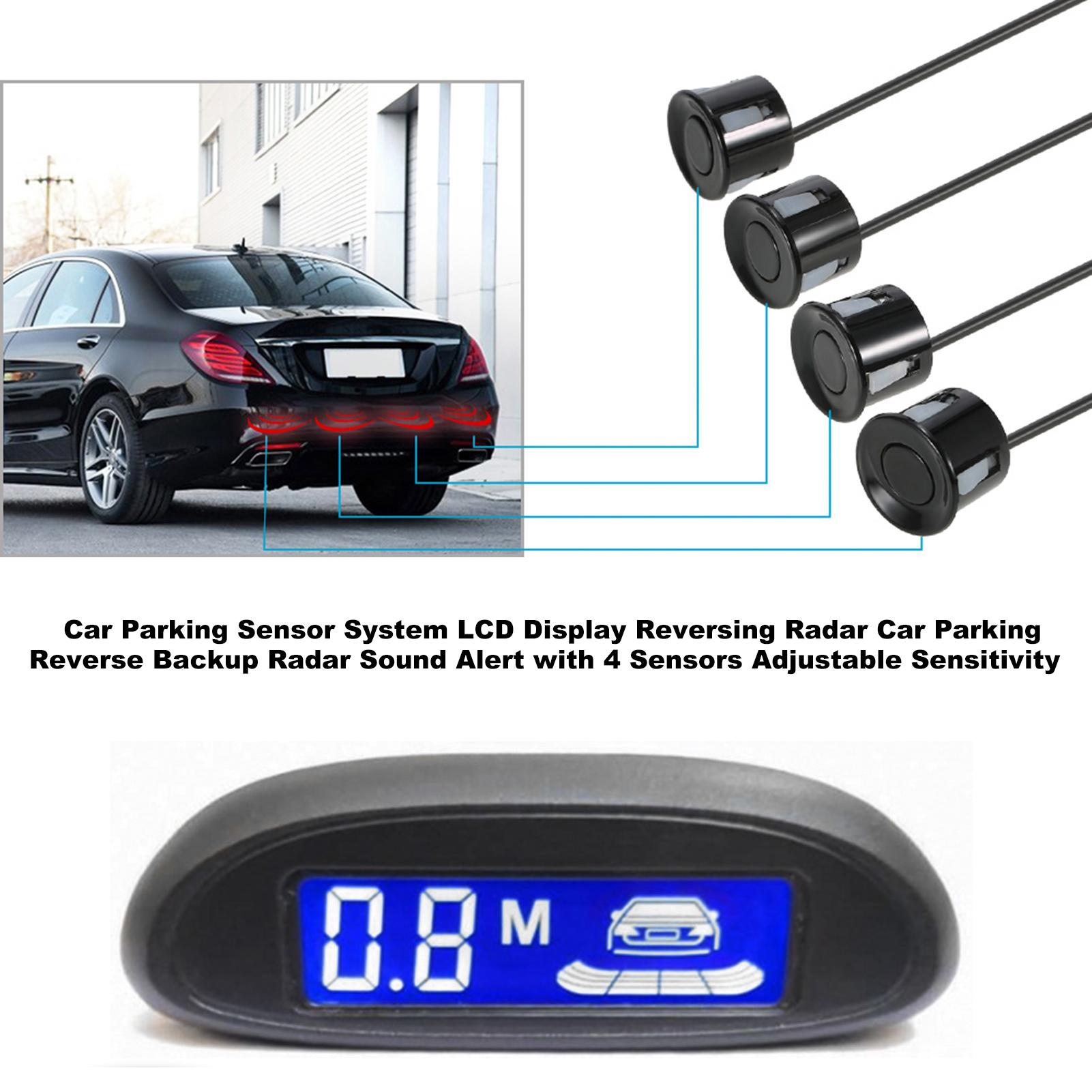 Car Parking Reverse Backup Radar System with 4 Sensors LCD Digital Display Car Reversing Radar