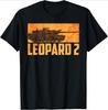 Carro Armato da Battaglia Leopard 2 Germania Design Militare - T-shirt da Uomo Casual Stampata in Cotone 100% a Maniche Corte con Scollo a O per l'Estate.