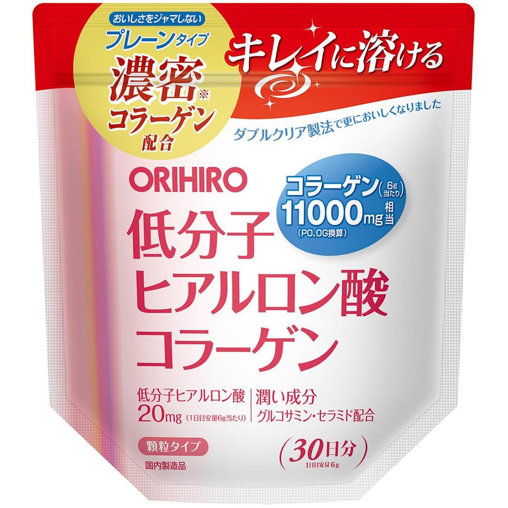 Orihiro Low-Molecular Hyaluronic Acid Collagen with Glucosamine & Ceramide 180g Pouch