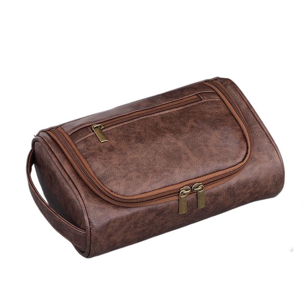 Waterproof Men Toiletry Bag PU Leather Makeup Bag Portable Cosmetic Storage Bag Women