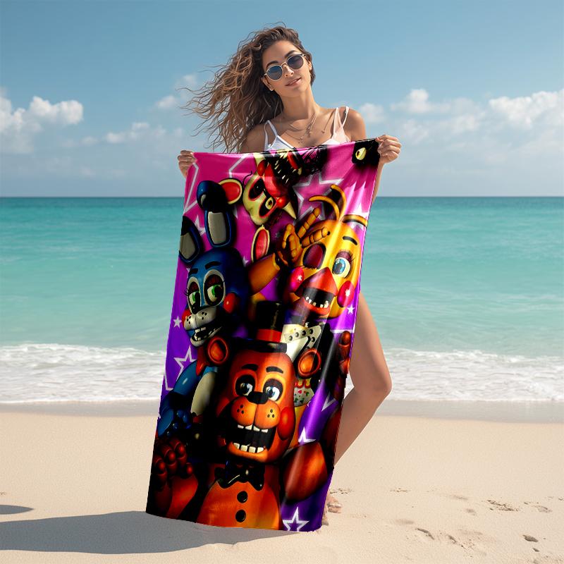 1pc Freddy Bear2 Beach Towel, Comfortable and Thick, and Swimming/Bath/Picnic/Camping Towel, Suitable for Seaside Beaches