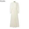 ZANZEA Women Turn Down Collar Long Sleeve Loose Casual Long Shirt Dress