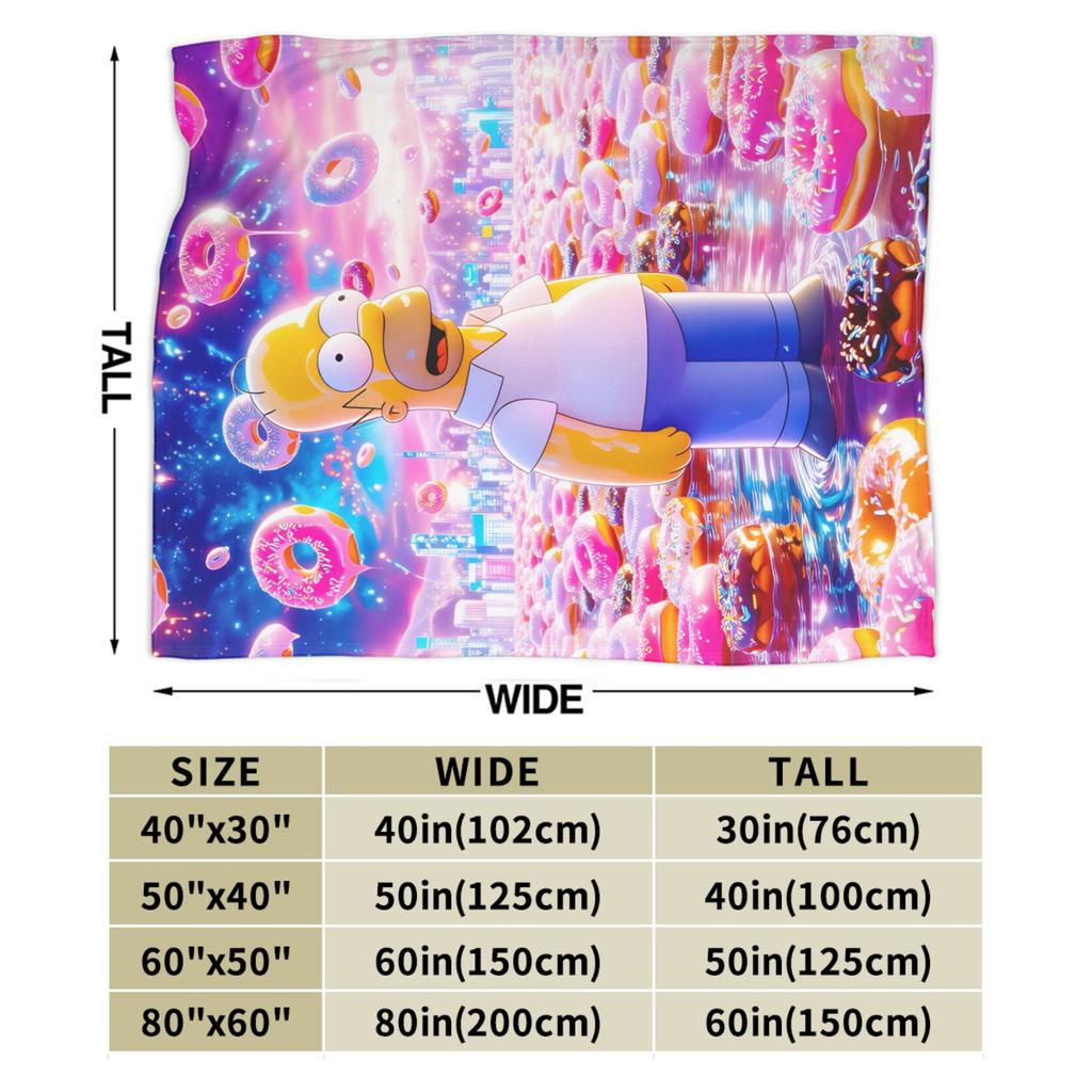 S-Simpsons Homer Donut Fantasy World Soft Comfy Blankets  Fashion Picnic Throw Blanket Bedroom Flannel Bedspread Sofa Bed Cover