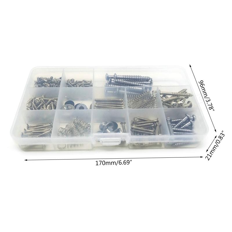 258Pcs Guitar Screw Kit (9 Types) with Springs for Electric Guitar Bridge, Neck Plate, Pickguard, Pickup, Switch, Tuner