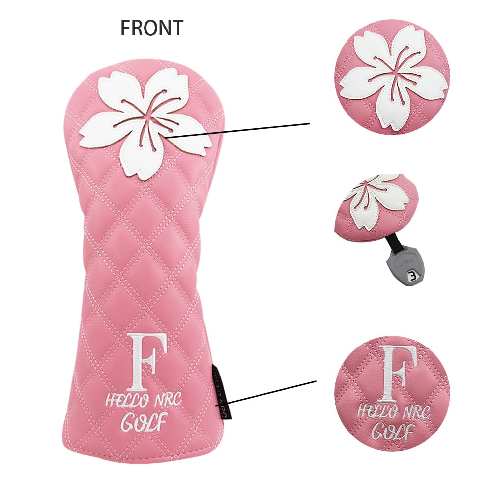 Head Cover Driver 440cc 460cc Golf Cover Wood Cover Utility Golf Head Cover UT Waterproof Sakura (White, DR)