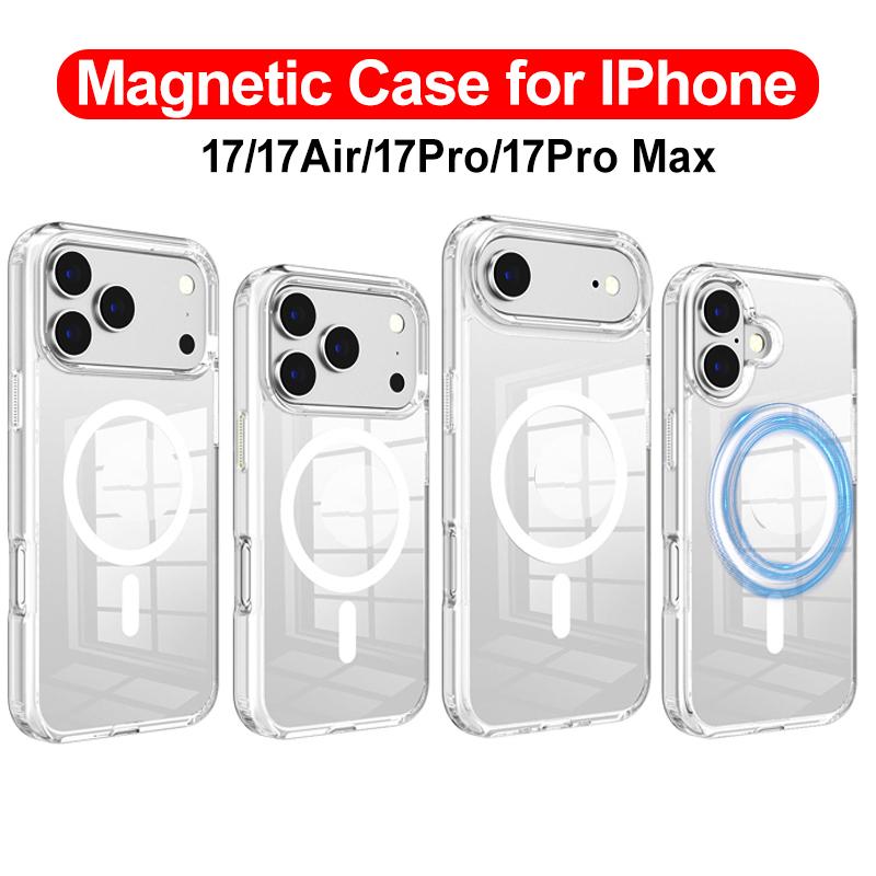 IPhone 17 17Air 17Pro Max Shockproof Transparent Shell PC Clear Cover for IPhone17 for Magsafe Wireless Charge Magnetic Case For