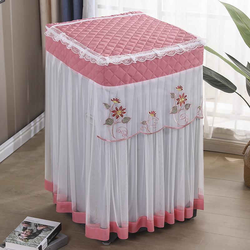 Чехол для стиральной машины с активатором, Пылезащитный чехол из кружевной ткани, Универсальный утолщенный чехол, Пылезащитный чехол из ткани upper open lid zipper 55 * 57 * 85cm розовый