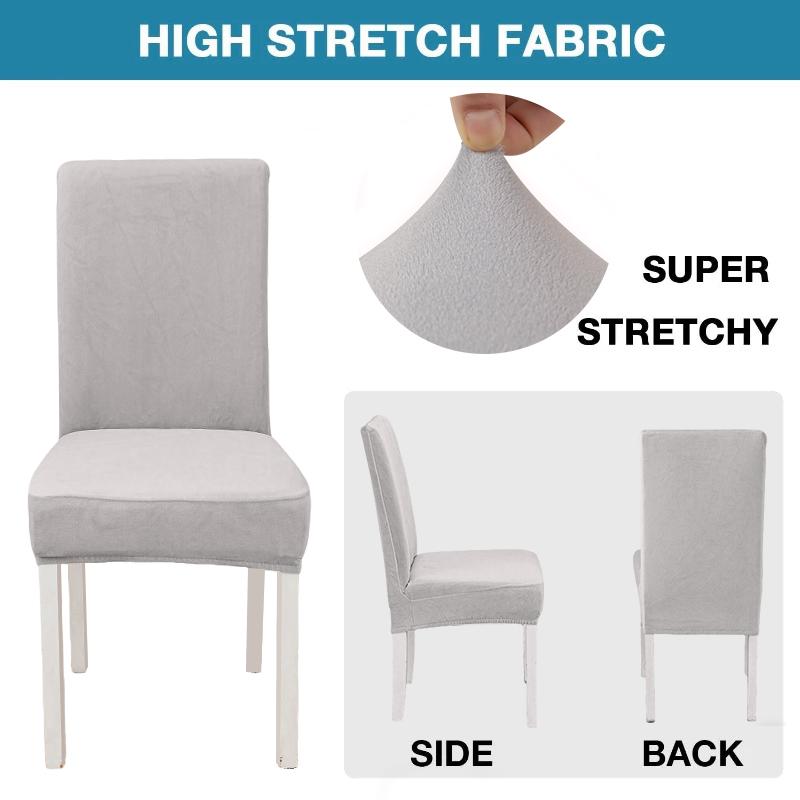 Velvet Dining Chair Cover Dustproof Elastic Soft Chair Seat Cover Slipcover Suitable for Living Room Home Decor Office 1PC