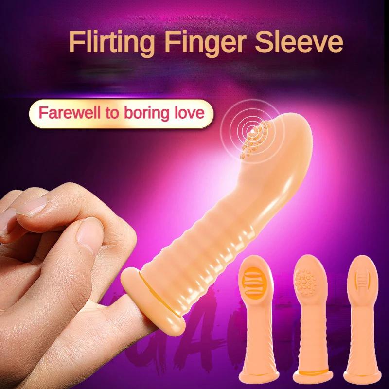 Finger Vibrators Orgasm G Spot Clitoris Vaginal Massage Stimulator Masturbator Erotic Vibrating Finger Sleeve Sex Toy For Women