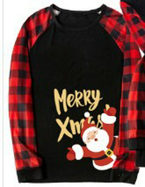 European & American Christmas Plaid Pajama Set: Long-Sleeve, Long Pants, Parent-Child Homewear.