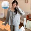 De Velvet Thickened Women's Pajamas with Chest Pad - Long Sleeve, Warm and Loose Fit Cardigan Set for Autumn/Winter