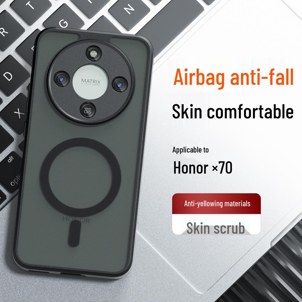 Honor X70/X9d Airbag Anti-Fall Mattes Magnetisches Handyhülle, Qi-kompatible Armor 400.