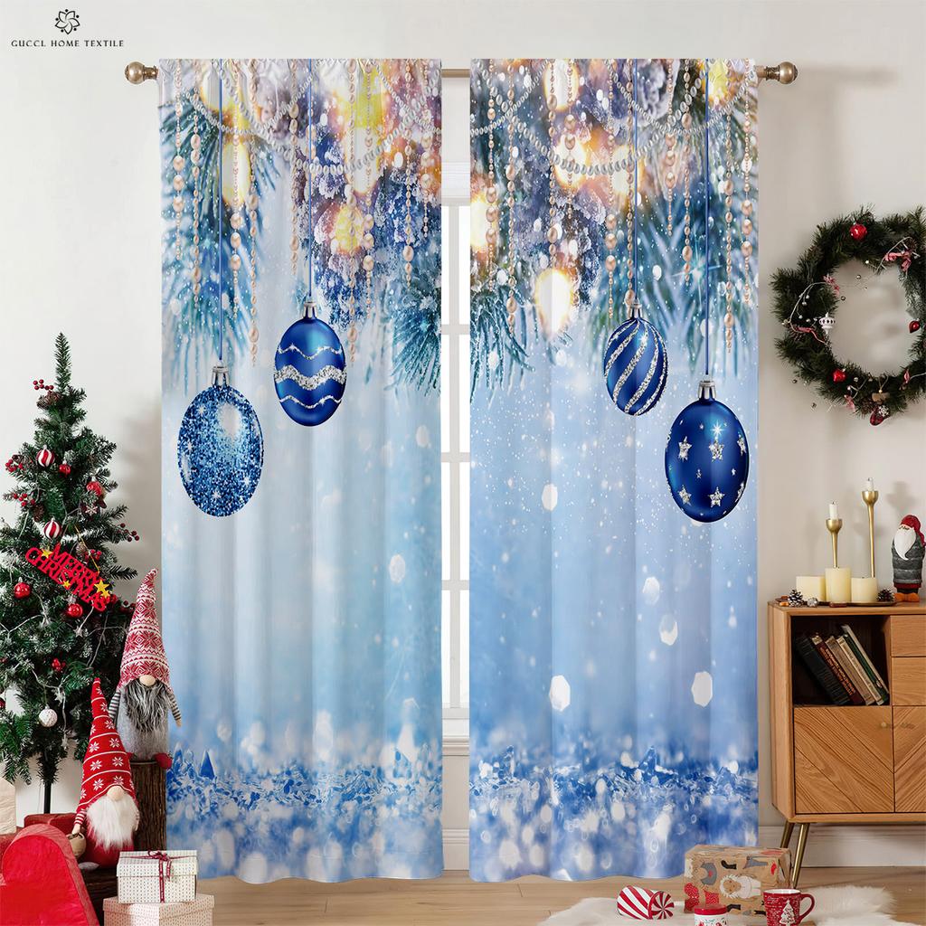 Weihnachtsverdunkelung Dekorative Vorhänge, Kinderzimmer, Schlafzimmer, Wohnzimmer, Balkon, Kann angepasst werden, 2 Stück
