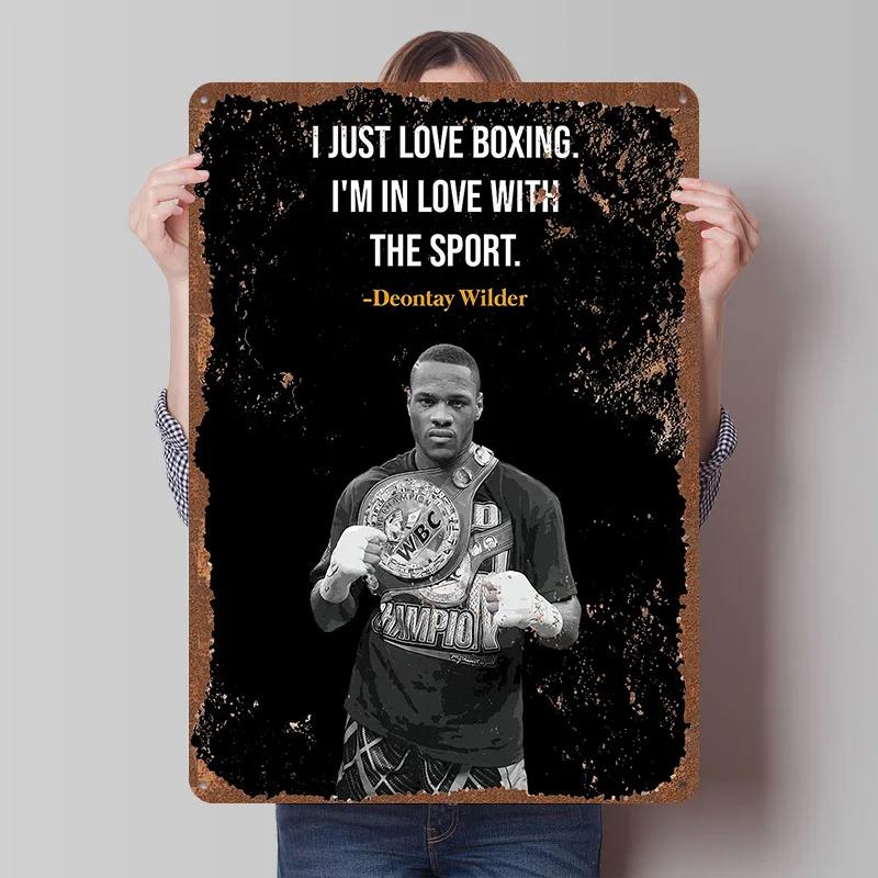 Deontay Wilder Boxer Metallposter Individuelle Vintage Metallschilder Wandkunst Blechschild für Man Cave Schlafzimmerdekorationen Heimdekoration