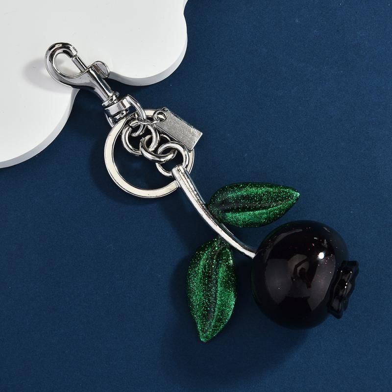 Sparkling Cherry Blueberries Pendant Keychain Summer Fruits Cherries Keyring For Women Men Jewelry Bag Pendant Accessories Gift