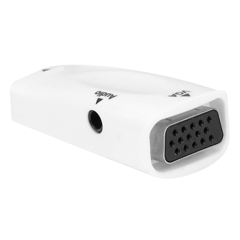 1080P HD Multimedia Interface Female To VGA Female Adapter Converter with Audio CableWhite