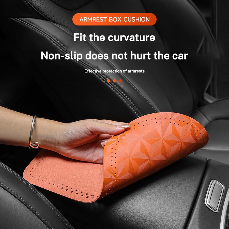 AFEBO1 Car Suede Armrest Protector Mat Cover Center Console Armrest Protective For Porsche 911 718 Taycan Panamera Cayenne Macan Cayman