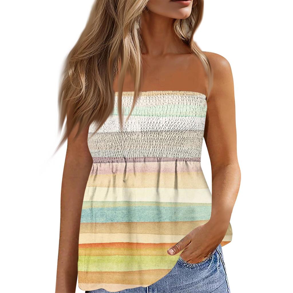 Tube Tops For Women,Cute Sexy Off Shoulder  Print Sleeveless T-Shirt