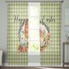 Easter Bunny Eggs Watercolor Plaid Tulle Curtains For Living Room Bedroom Voile Sheer Curtain Window Home Decor Drapes