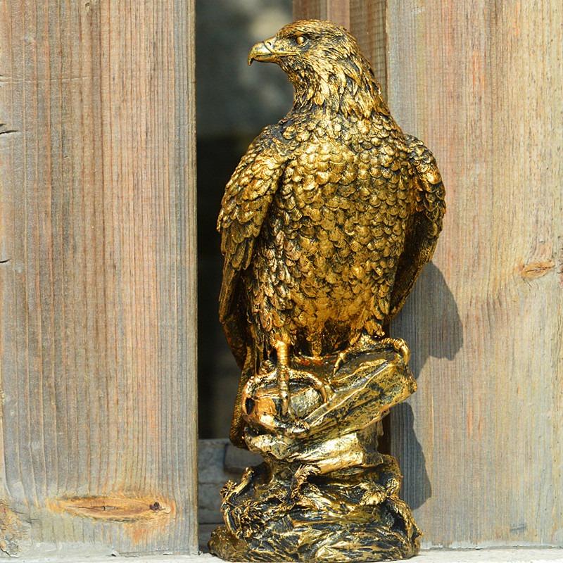 Source Imitation Eagle Decoration Imitation Copper Eagle Decoration Animal Model Home Resin Gift Decoration Home Home Decor