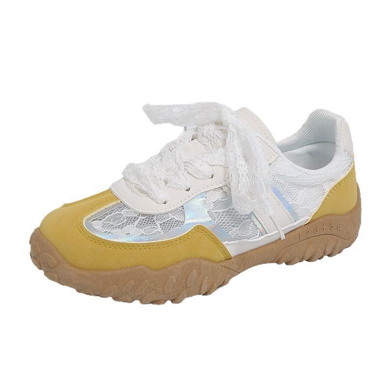 Soft leather mesh German training shoes women's 2025 new spring and summer breathable casual board shoes versatile pregnant women Forrest Gump white