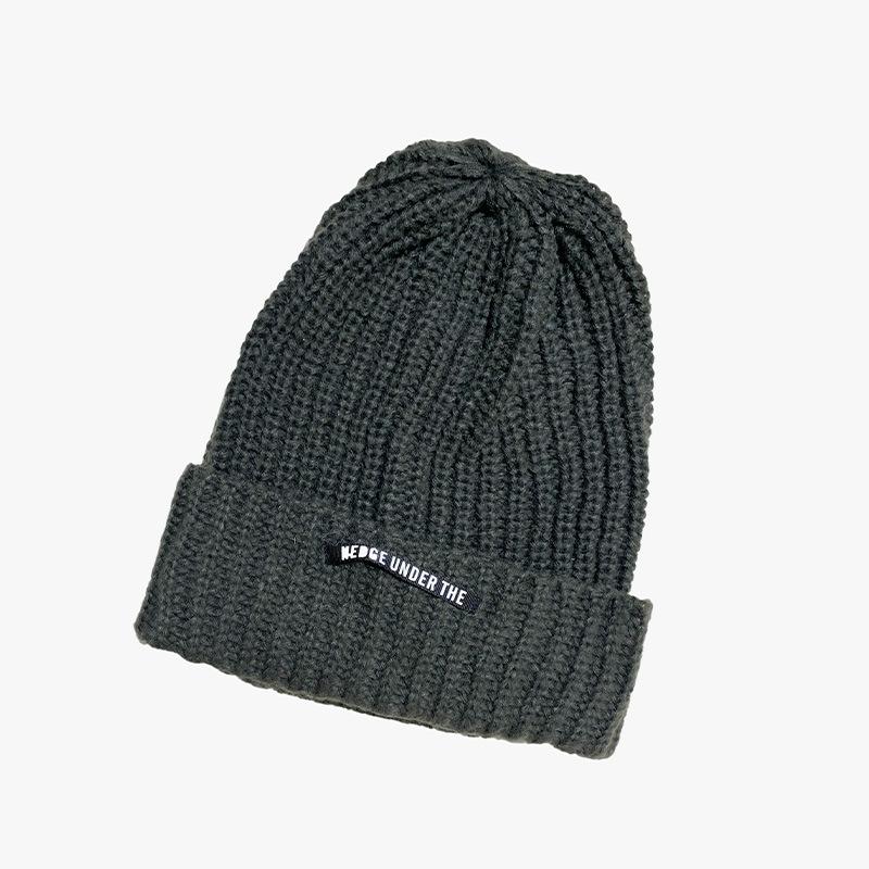 New Autumn and Winter Letter Knitted Big Hat Brim Big Head Circumference Warm Wool Hat for Women Versatile Ear Protection Students