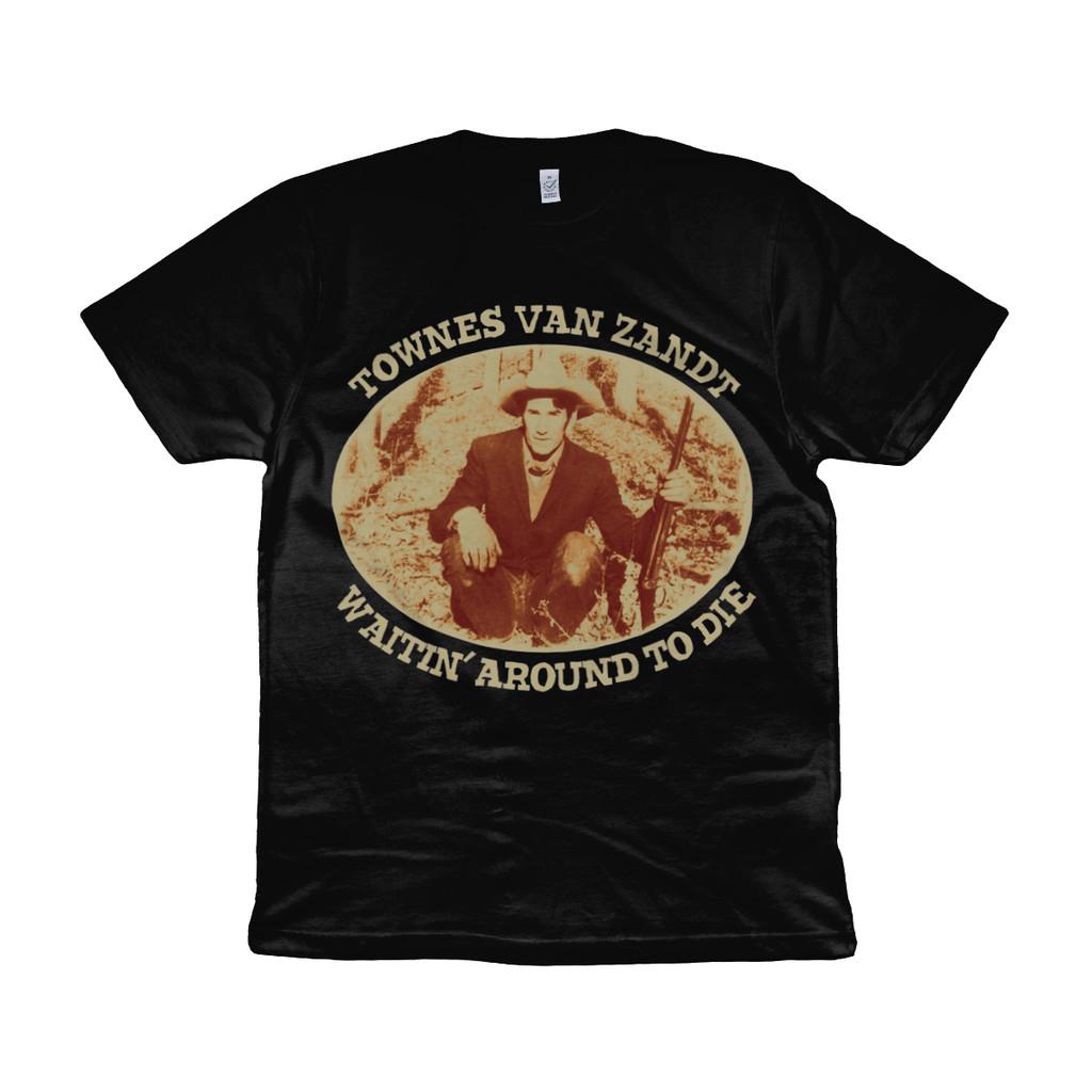 Townes Van Zandt - Waitin Around To Die - Organic T-Shirt Mens Womens Tees Top - Sepia - Country 4XL
