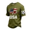 Men's Patriotic Independence Day Printed T-Shirt Short Sleeve Casual Neck Top with USA Lettering