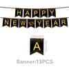 Happy New Year Party Supplies Holiday Arrangement Props New Year Party Tableware Paper Plate Tissue Tablecloth Decoration