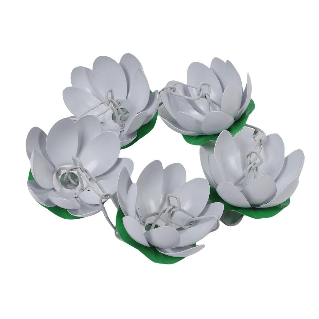 Sleufgoot Regenketting Buiten Dakgoot Regenwater Aluminium Opvanger met Haken 5 Bloemen voor Dakranden Wit 110cm