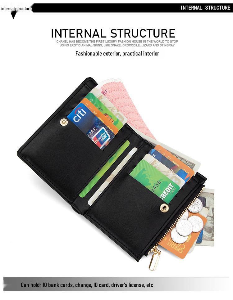 Trendy Women's Lychee Pattern Bi-fold Wallet – Small, Cute Card Holder + Coin Purse