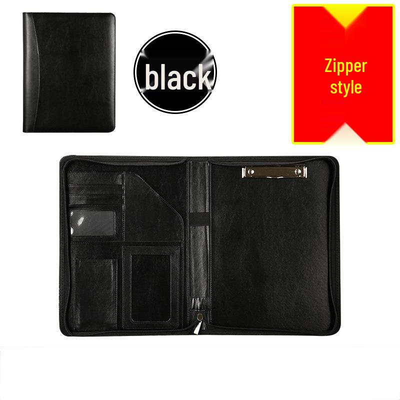 Multifunctional A4 Leather Zipper Manager Folder for Business Contracts and Office Materials