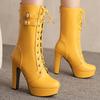 Fashion Women's Mid-calf Boots Autumn Winter Shoes Red White Yellow Short Boot Black Blue Footwear Shoes Ladies Large Size 48 50