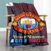 Manchester City Personalized Name Blanket Lightweight Personalized Blanket Comfortable Versatile for Picnics Nap Seaside Bedding Four Seasons Universa