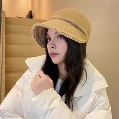 Autumn Winter Fisherman Hat Solid Color Thickened Plush Lining Baseball Hat Cold Weather Thermal Cap Outdoor Headwear