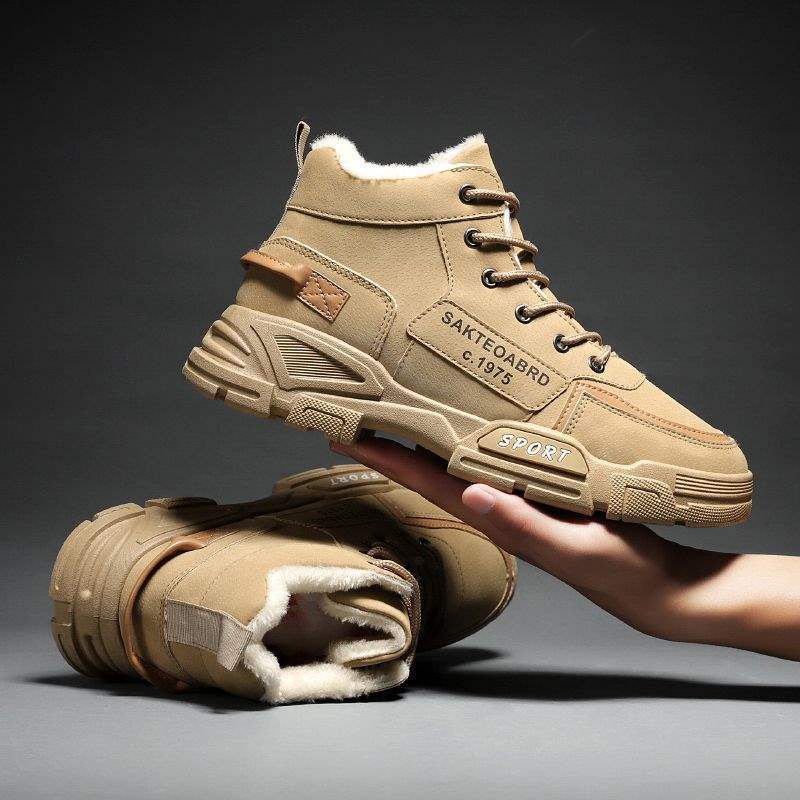 Winter neue Schneestiefel Herren High-Top gefütterte verdickte Baumwollstiefel Britischer Stil vielseitiger Trend Koreanische Version wasserdichte Martin-Stiefel