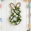 50*25cm Easter Bunny Wreath With Flowers, Bunny Shaped Pendant, Front Door Decoration