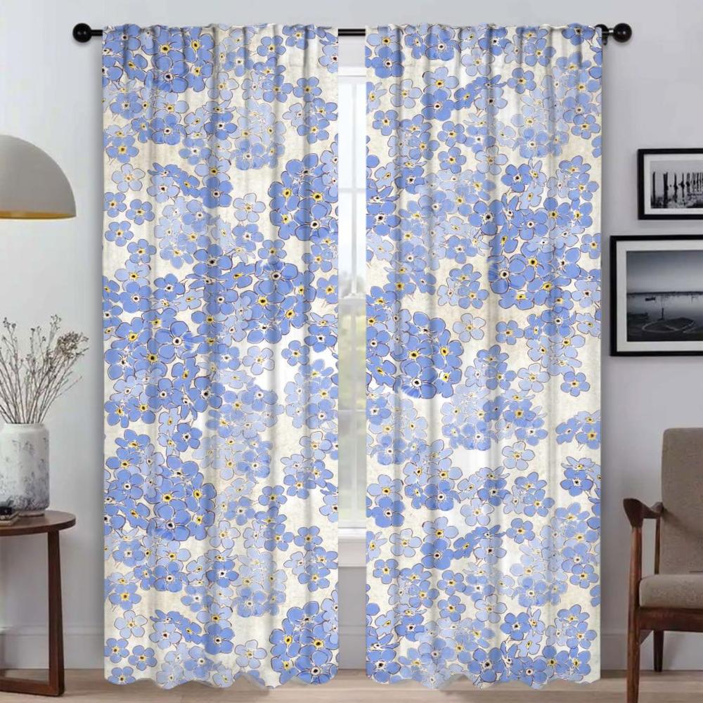 Zasłony kuchenne do salonu Kwiaty Zasłony do wnętrza domu 2 sztuki Rolety Tiul do sypialni Dekoracja na Halloween Przegroda