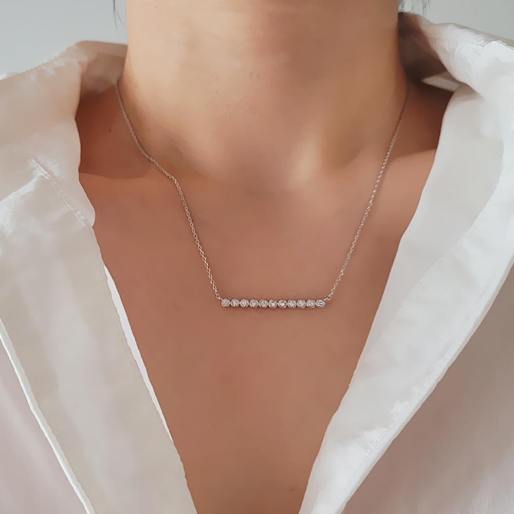 Women's Simple Modern Irregular Bar Cubic Bling Anniversary Necklace