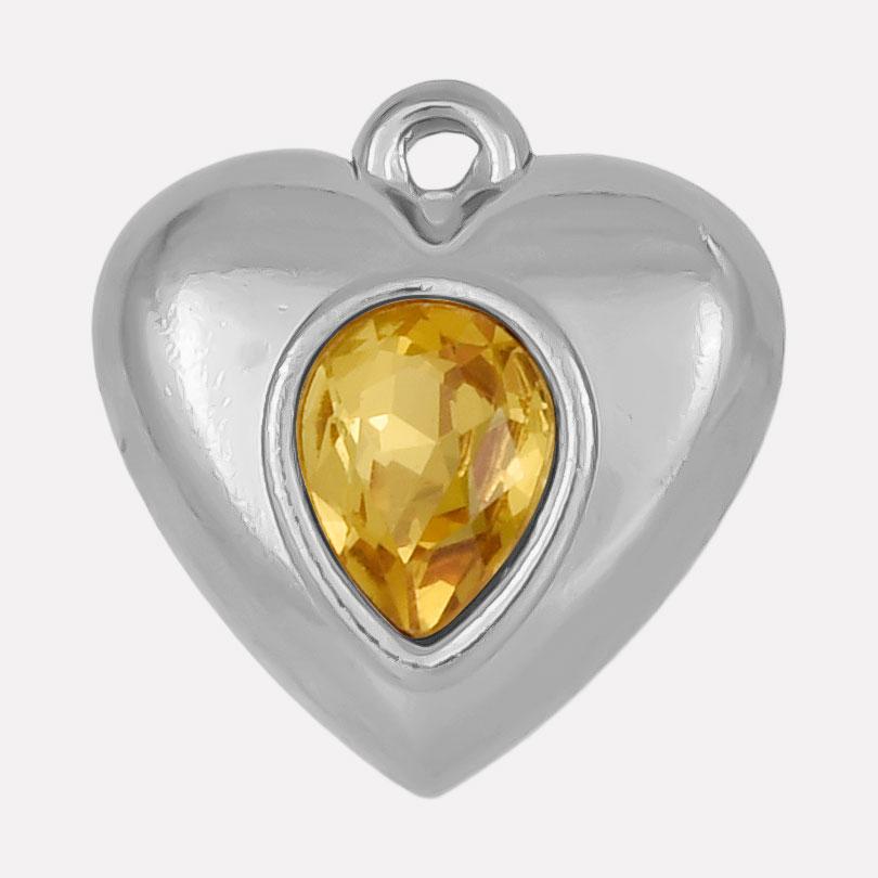 Never Fade Heart Charm Water Drop Rhinestone 6pcs Stainless Steel Charms For Jewelry Making Supplies Metal Pendant DIY Materials