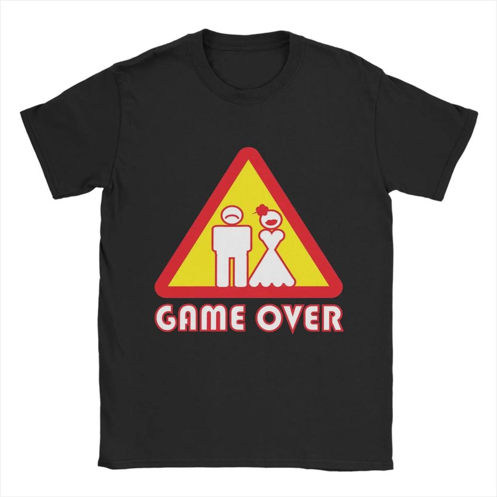 Amazing Game Over T-Shirt Men Round Collar Cotton T Shirt Funny Stag Hen Wedding Party Short Sleeve Tee Shirt Graphic Clothes