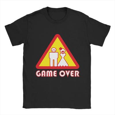 Niesamowita Koszulka Game Over Męska Okrągły Dekolt Bawełniana Koszulka Zabawna Wieczór Kawalerski Wieczór Panieński Weselny Krótki Rękaw Koszulka Graficzne Ubrania